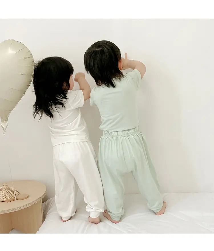 Baby Bamboo Cotton Pajamas Light Green Girls Boys — feature 5