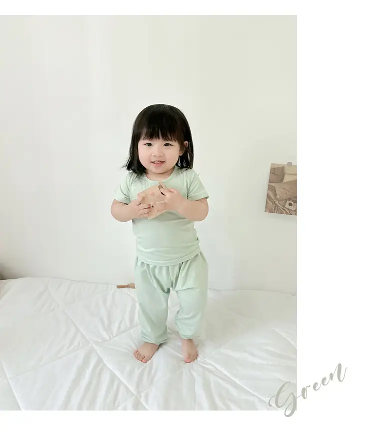 Baby Bamboo Cotton Pajamas Light Green Girls Boys — feature 7