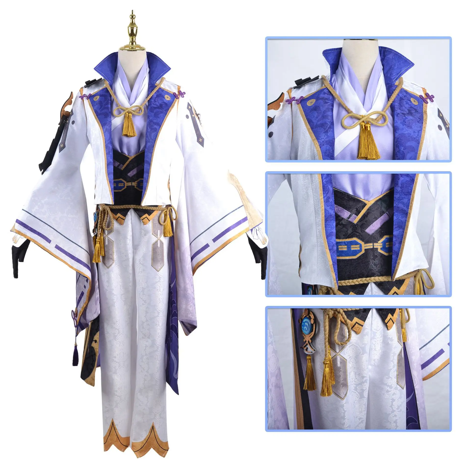 God Cosplay Suit White Gold Tassels Full Set — feature 4