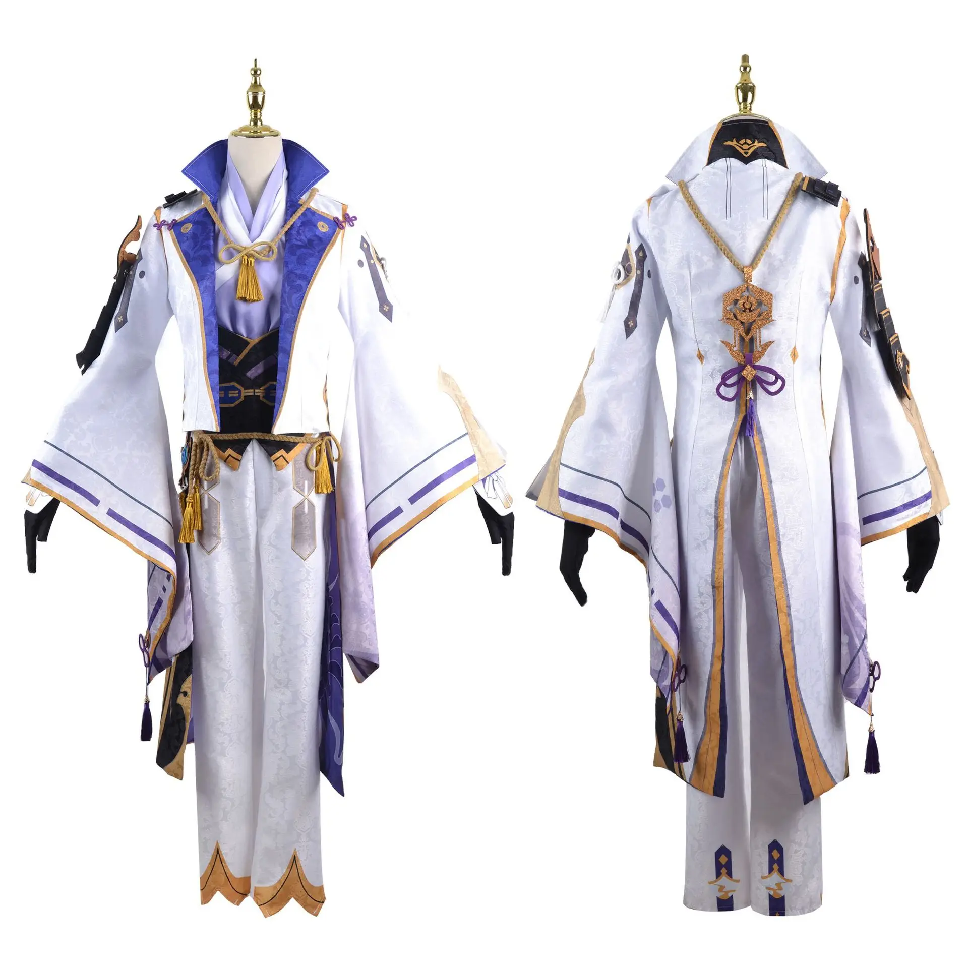 God Cosplay Suit White Gold Tassels Full Set — feature 6