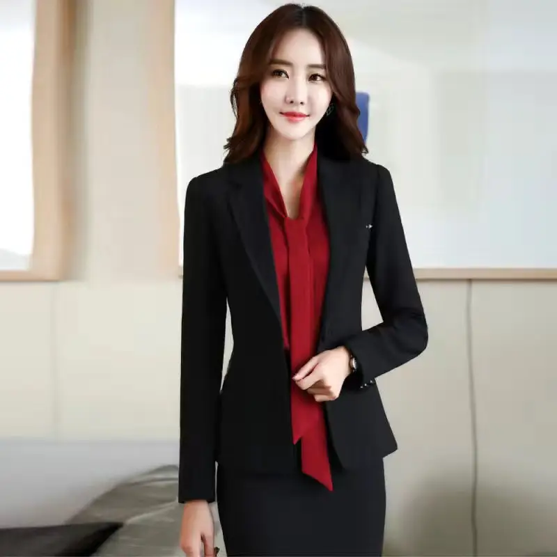 Korean Style Pink Slim Blazer for Women Spring Autumn - Image 3