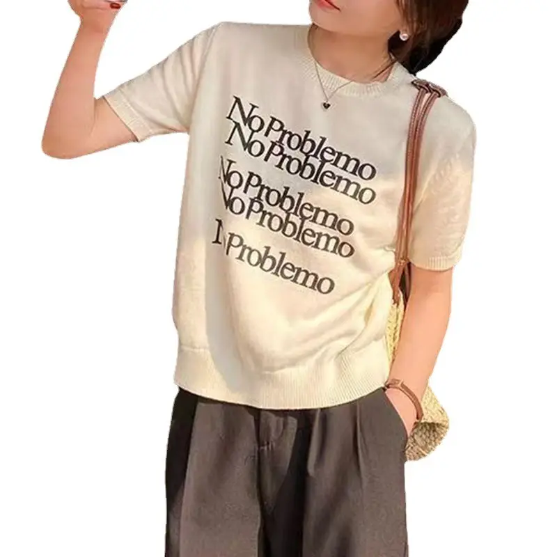 Women Knitted T-Shirt Summer 2023 Slim Fit - Image 7