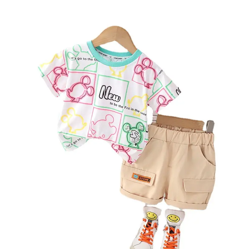 Foreign Trade Boys Cartoon Print Shorts Set Summer - Image 5