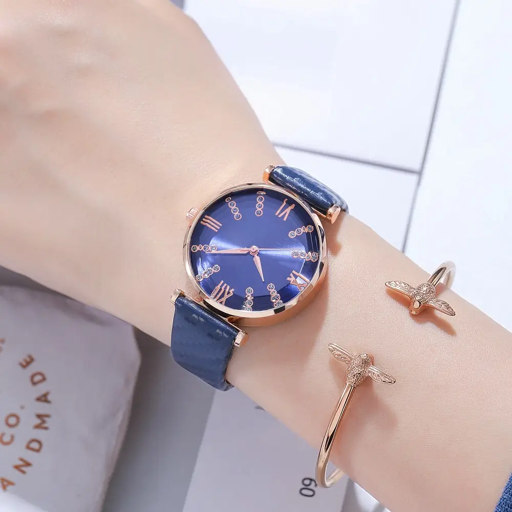 Women's Rose Gold Roman Dial Watch with Beige Strap - Image 10
