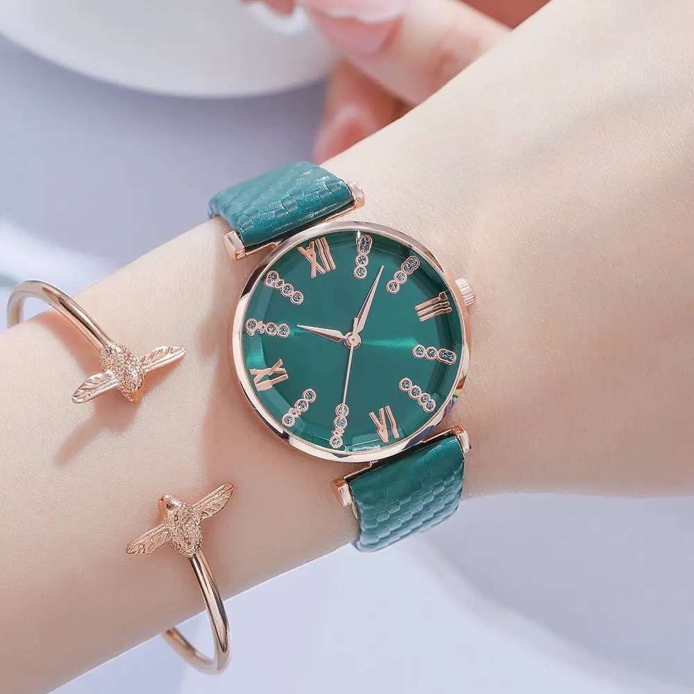 Women's Rose Gold Roman Dial Watch with Beige Strap - Image 11