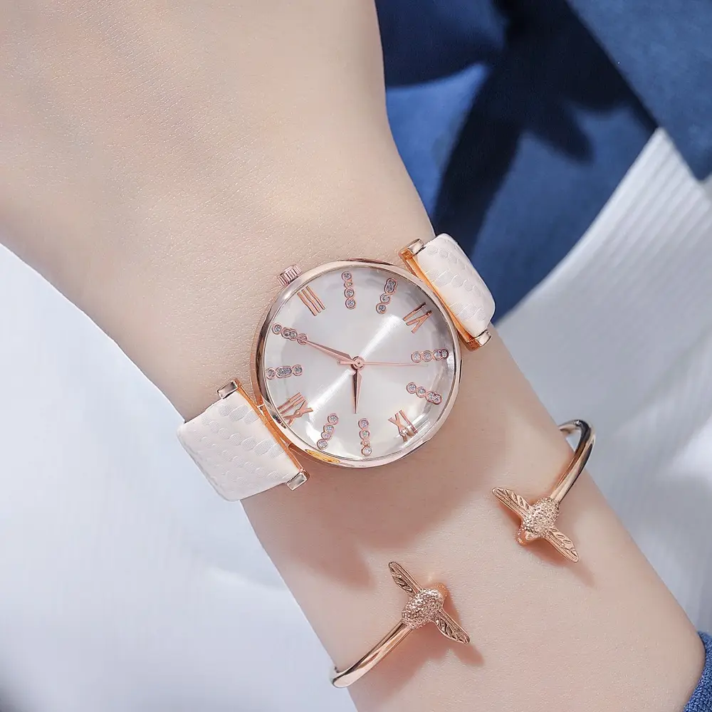 Women's Rose Gold Roman Dial Watch with Beige Strap — feature 15
