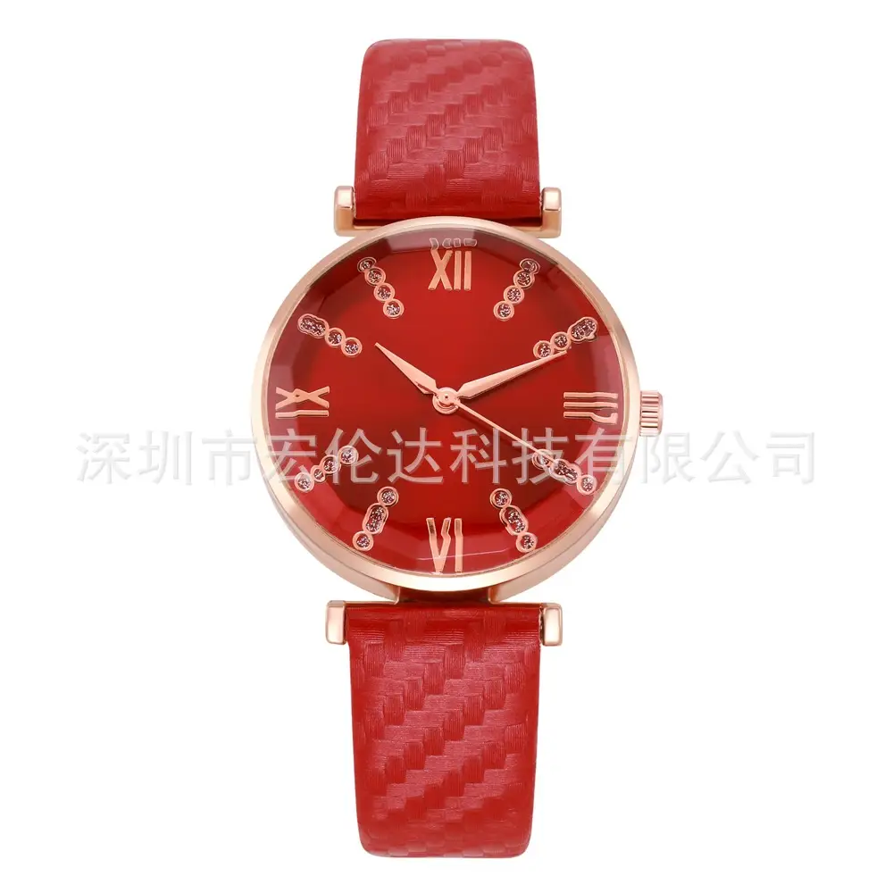 Women's Rose Gold Roman Dial Watch with Beige Strap - Image 2