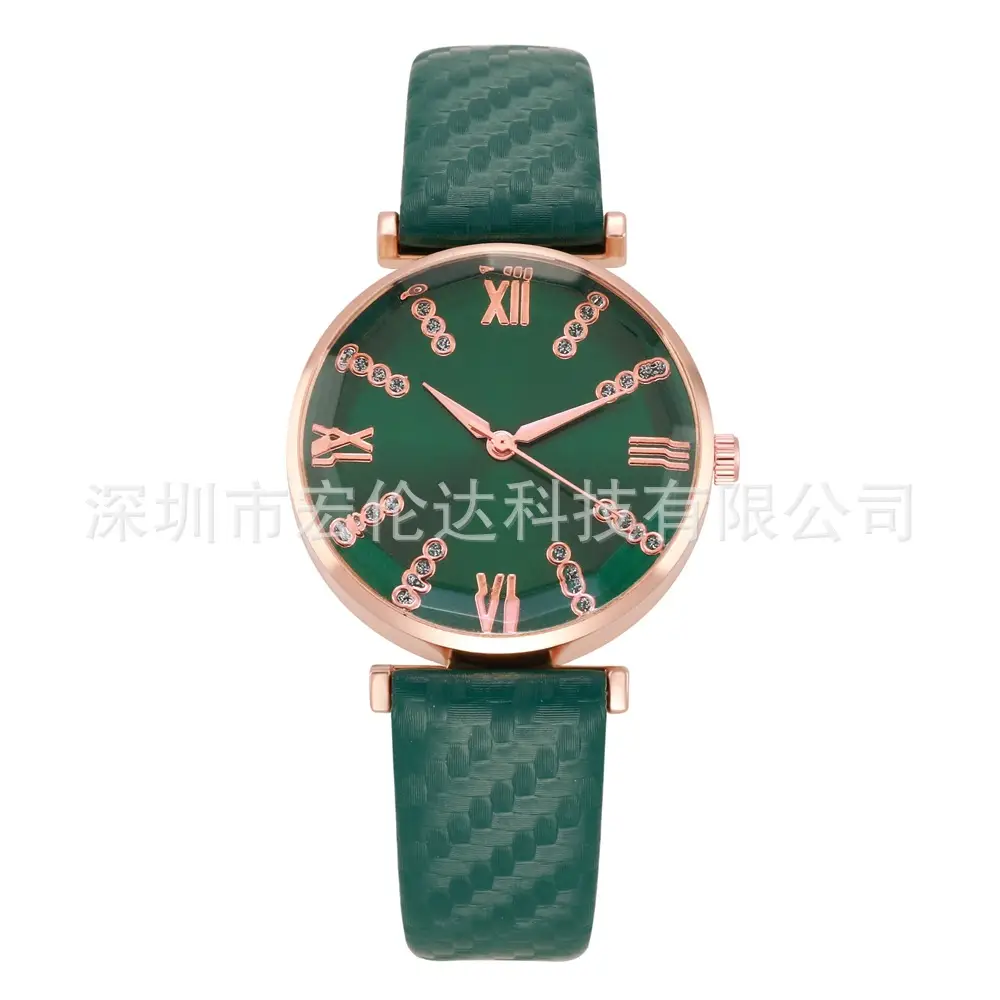 Women's Rose Gold Roman Dial Watch with Beige Strap - Image 3