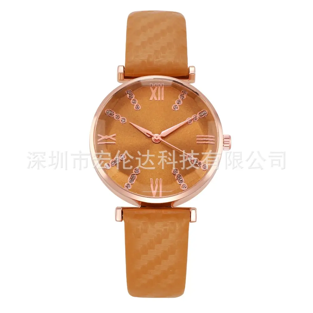 Women's Rose Gold Roman Dial Watch with Beige Strap - Image 5