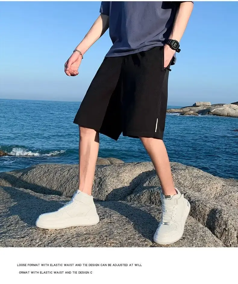 Men Ice Silk Shorts Summer 2025 Loose Fit Sports Casual Pants — feature 10