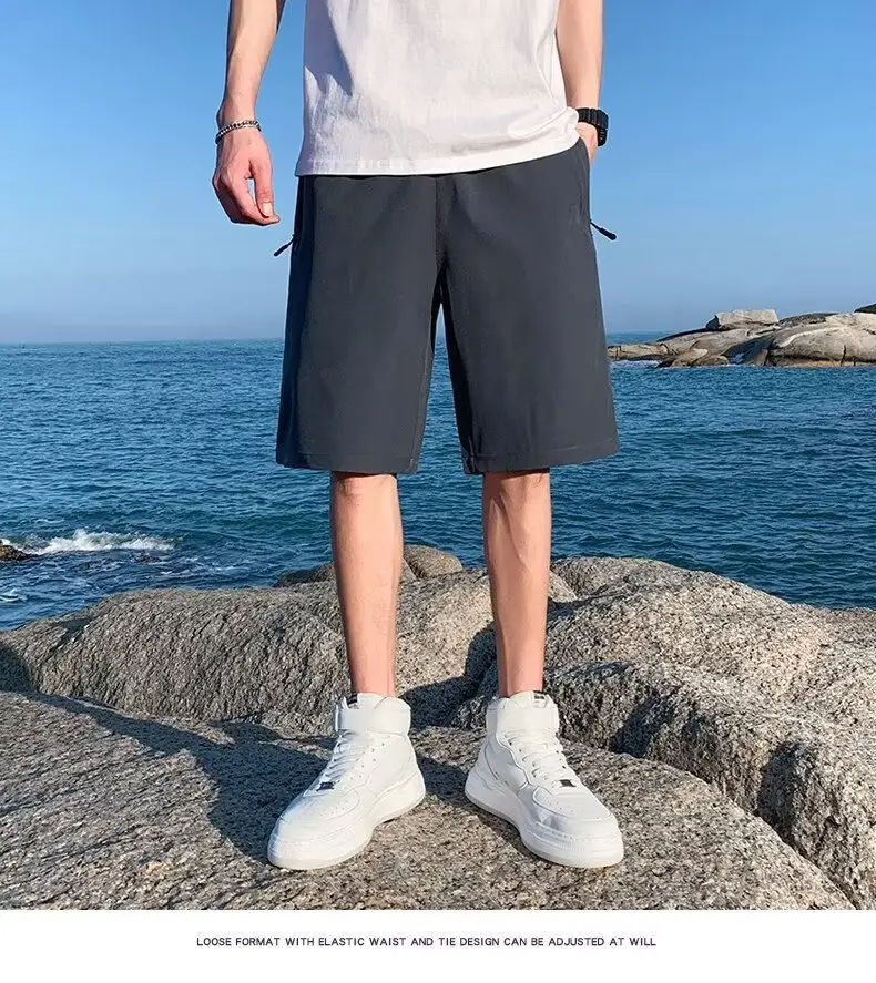 Men Ice Silk Shorts Summer 2025 Loose Fit Sports Casual Pants — feature 13