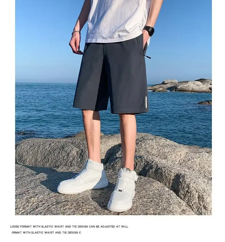 Men Ice Silk Shorts Summer 2025 Loose Fit Sports Casual Pants — feature 14