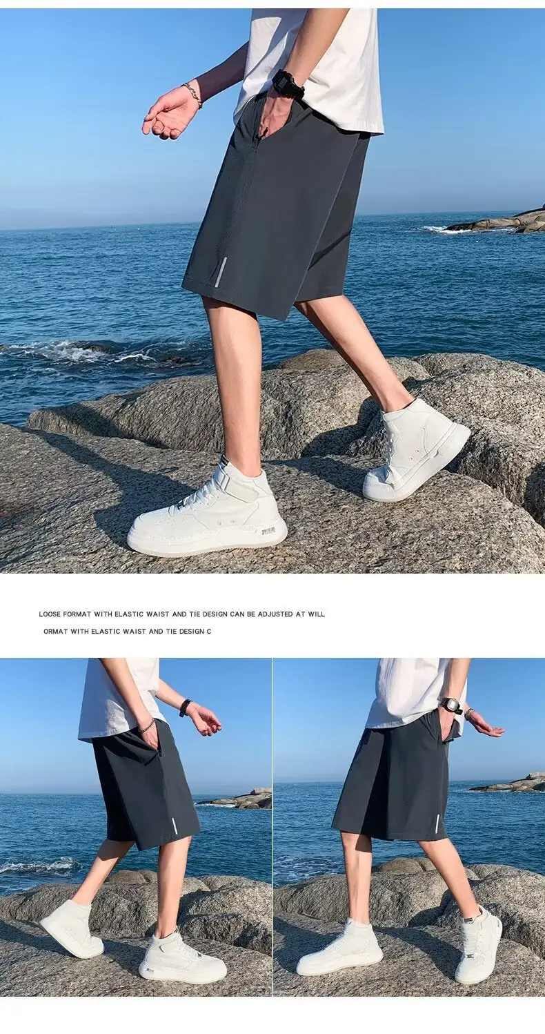 Men Ice Silk Shorts Summer 2025 Loose Fit Sports Casual Pants — feature 16