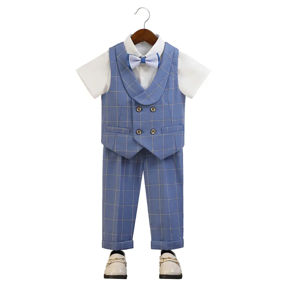 New Plaid Vest Suit for Boys Baby Wedding Dress