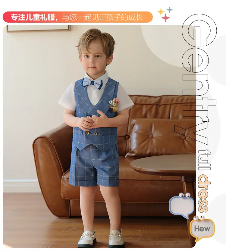 New Plaid Vest Suit for Boys Baby Wedding Dress — feature 2