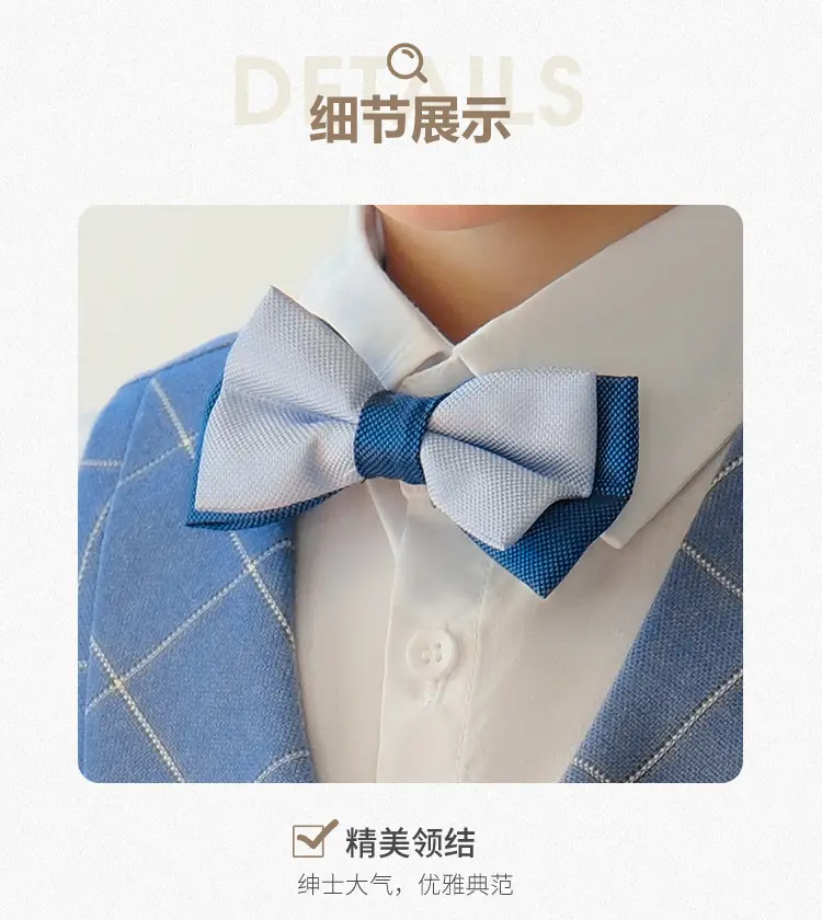 New Plaid Vest Suit for Boys Baby Wedding Dress — feature 9