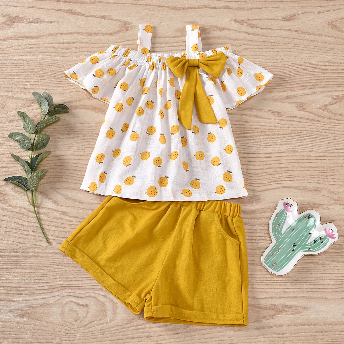 Girls Polka Dot Bow Top Shorts Set Red White - Image 4