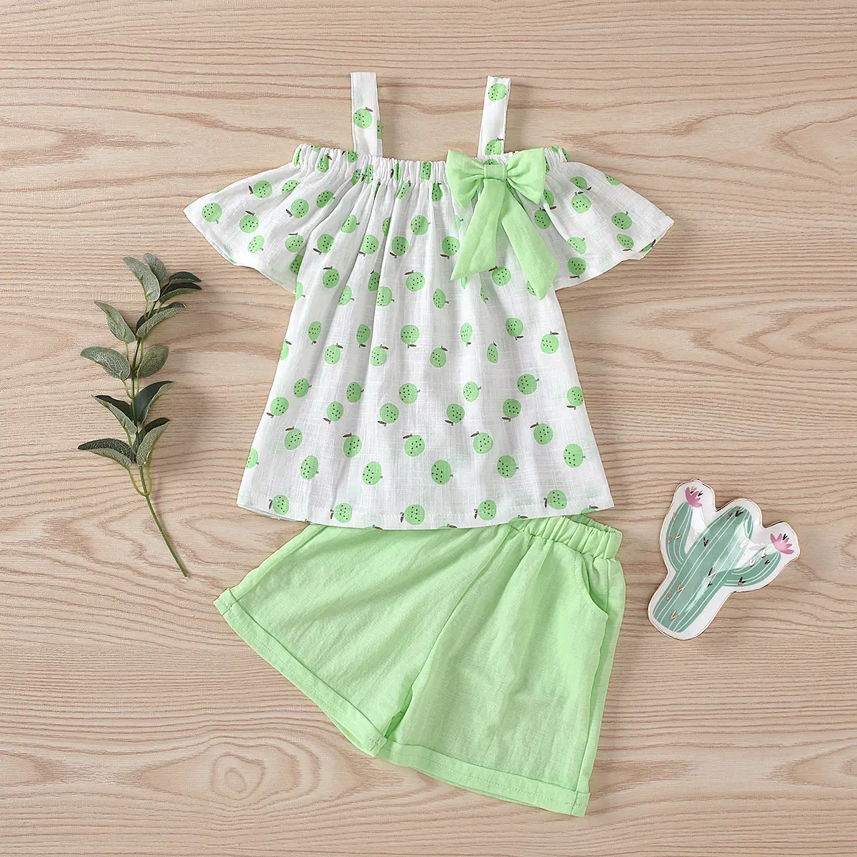 Girls Polka Dot Bow Top Shorts Set Red White - Image 5