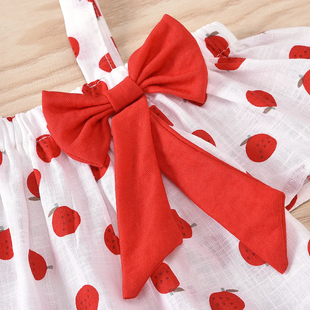 Girls Polka Dot Bow Top Shorts Set Red White — feature 13