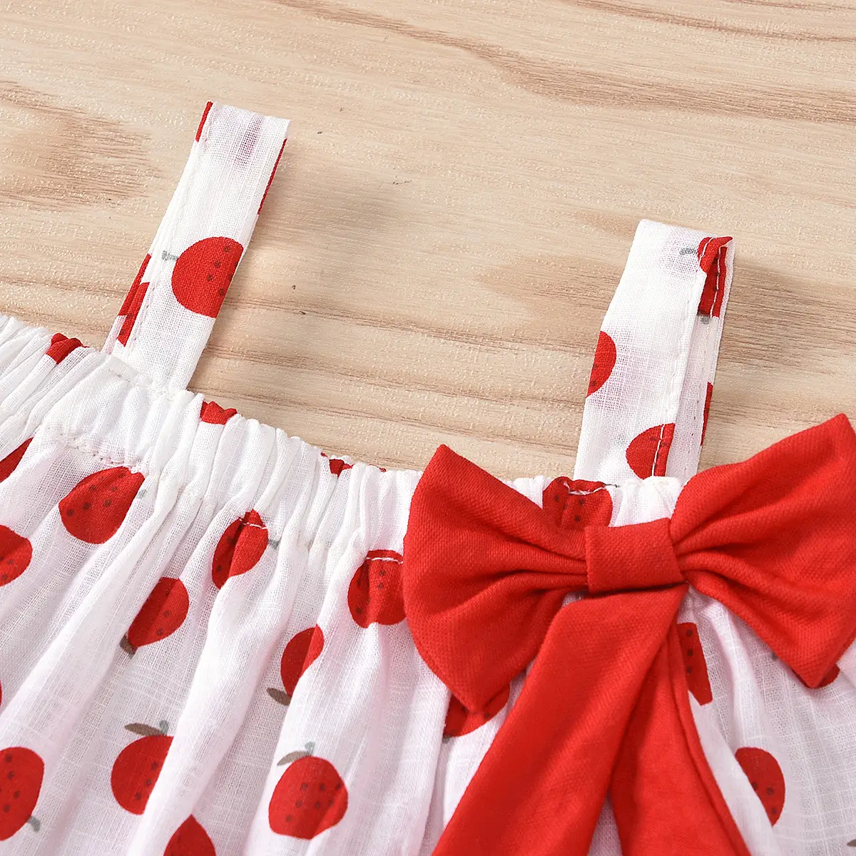 Girls Polka Dot Bow Top Shorts Set Red White — feature 14