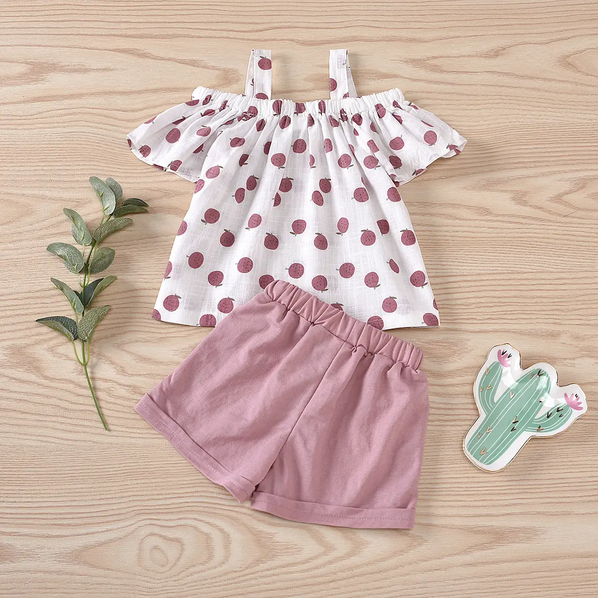 Girls Polka Dot Bow Top Shorts Set Red White — feature 16