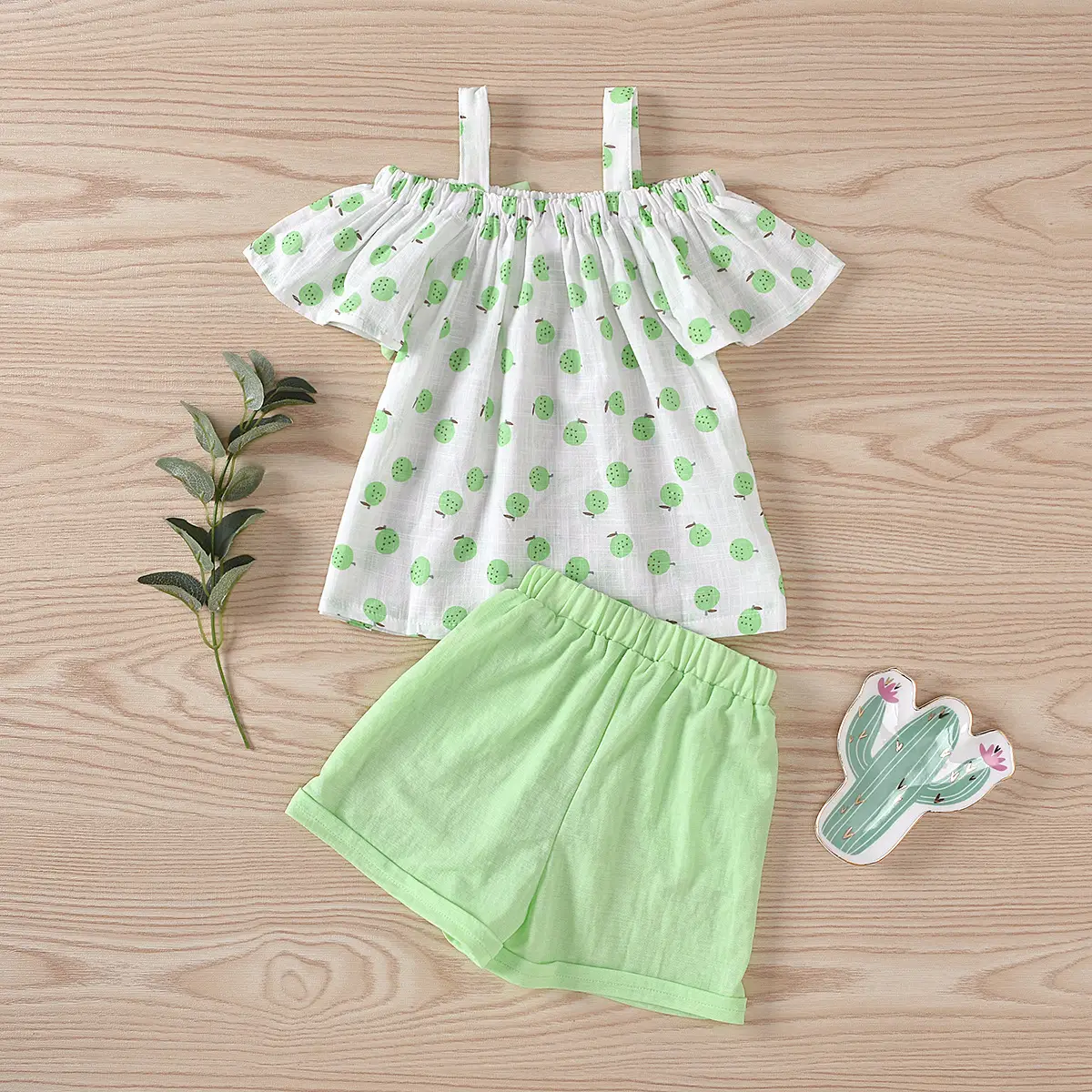 Girls Polka Dot Bow Top Shorts Set Red White — feature 23
