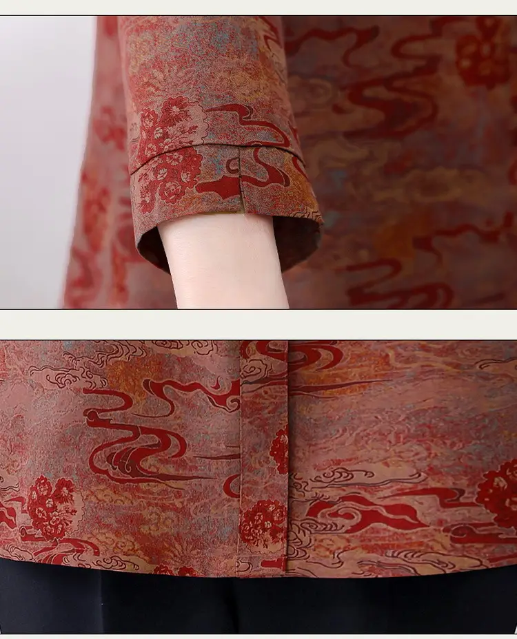 Grandma's 70yo Long-Sleeved Printed Shirt Brown — feature 15