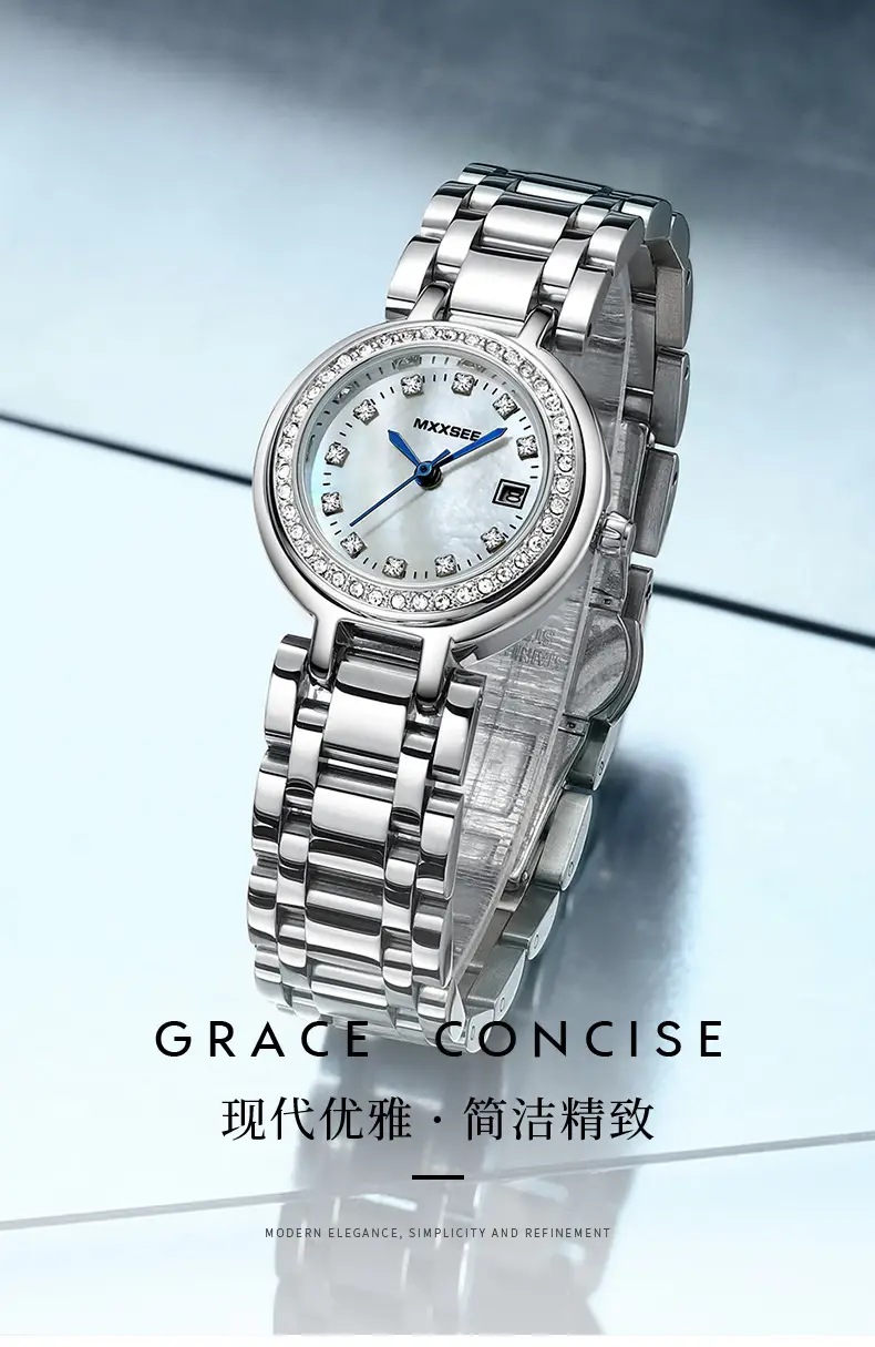 Maishi Women Quartz Watch Silver Bracelet Crystal Dial — feature 4