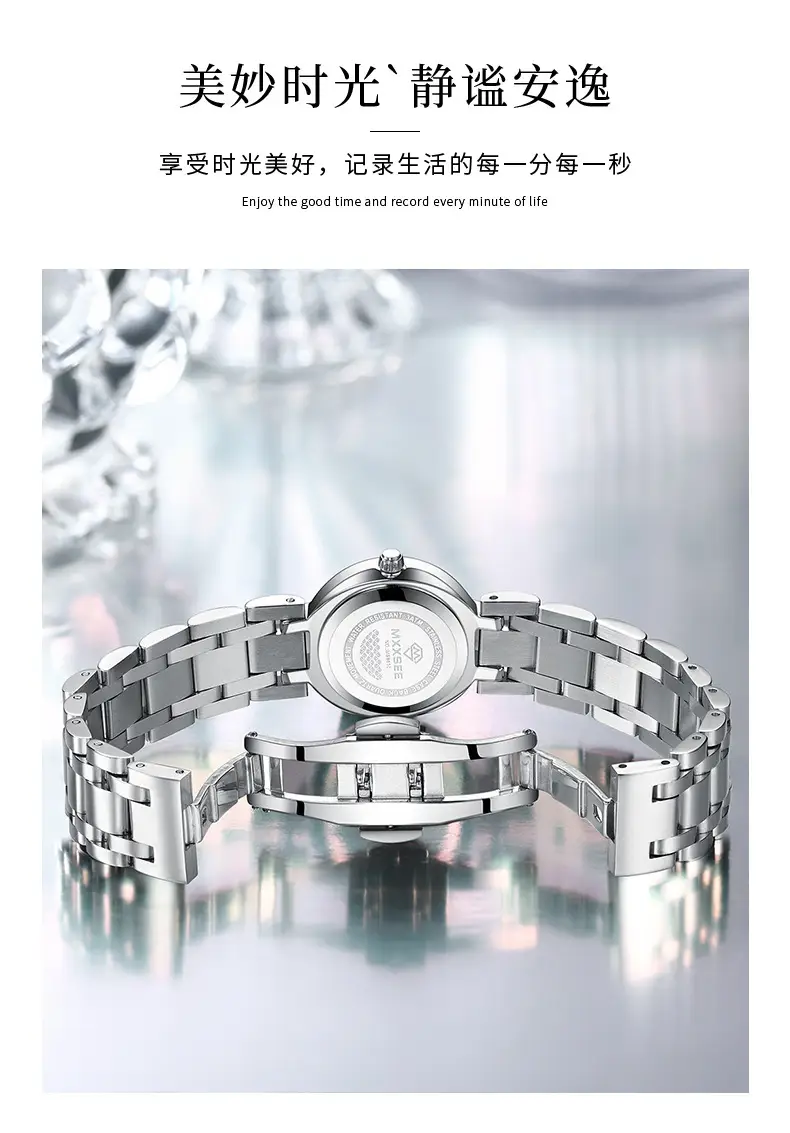 Maishi Women Quartz Watch Silver Bracelet Crystal Dial — feature 7
