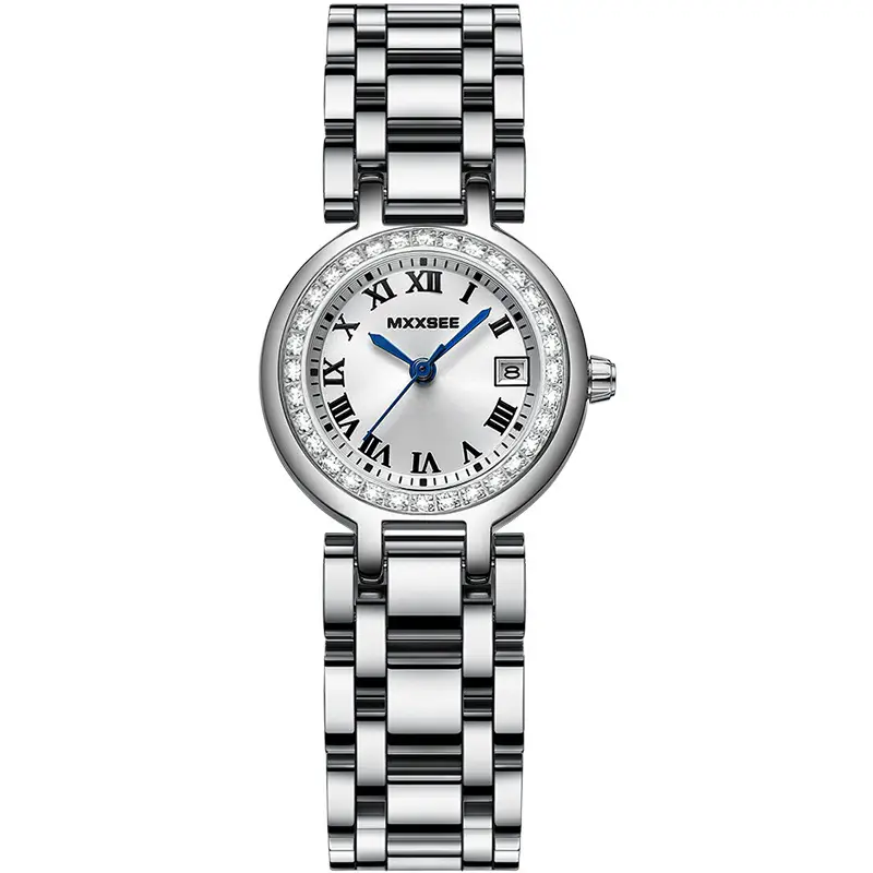 Maishi Women Quartz Watch Silver Bracelet Crystal Dial - Image 2