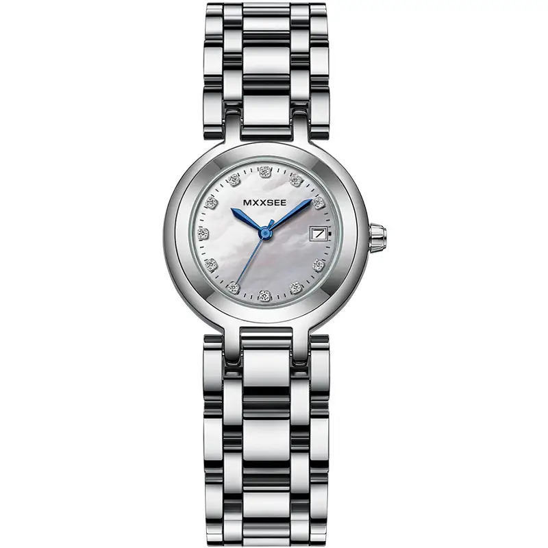 Maishi Women Quartz Watch Silver Bracelet Crystal Dial - Image 3