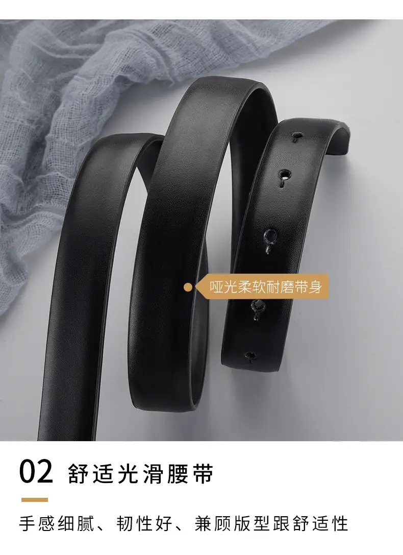 Women's Genuine Leather Belt with Gold Buckle Brown — feature 17