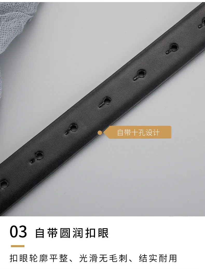 Women's Genuine Leather Belt with Gold Buckle Brown — feature 18