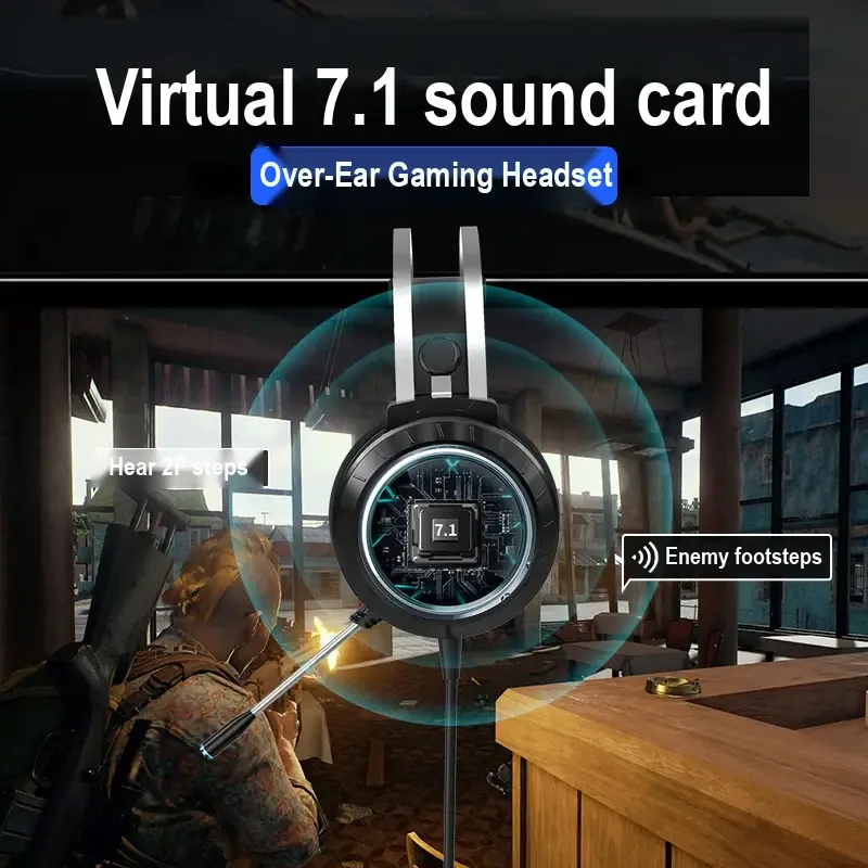 Wired Gaming Headset – 7.1 Audio, RGB Lights, Mic