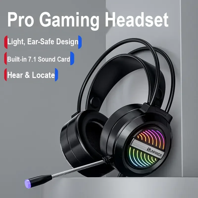 Wired Gaming Headset – 7.1 Audio, RGB Lights, Mic