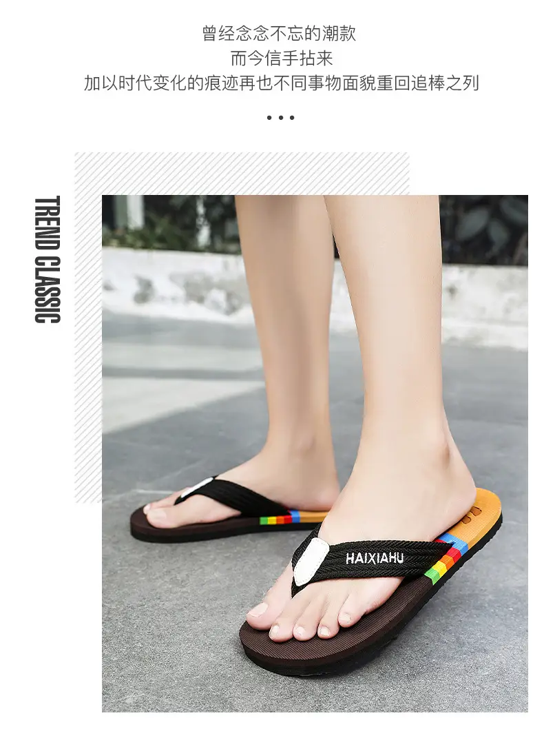 Vietnam Flip Flops Men Summer Black Rainbow Design — feature 2