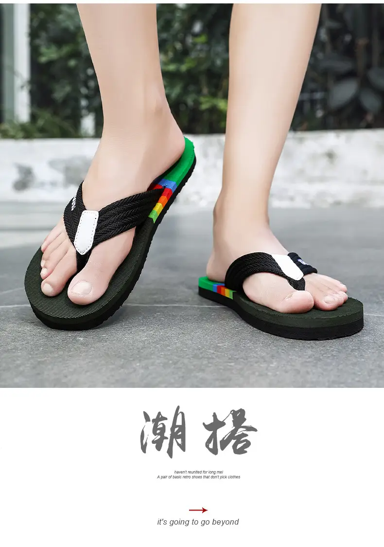 Vietnam Flip Flops Men Summer Black Rainbow Design — feature 21