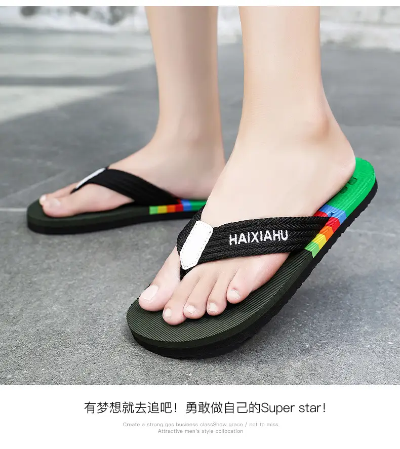 Vietnam Flip Flops Men Summer Black Rainbow Design — feature 22