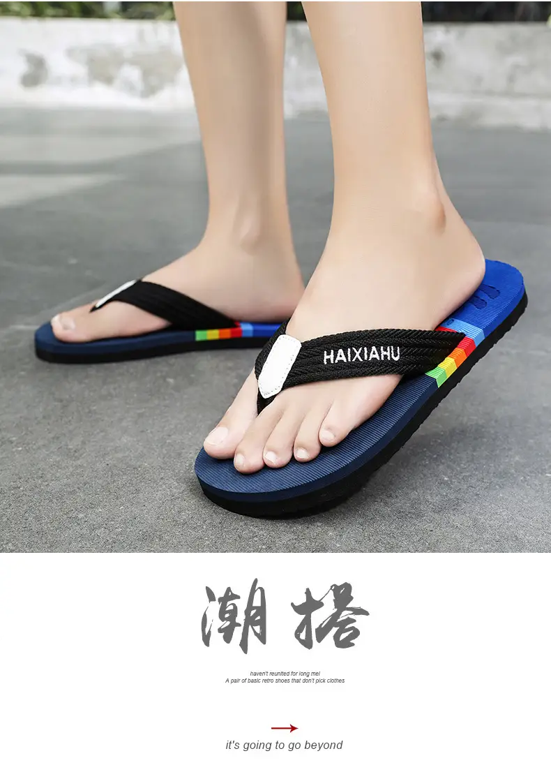 Vietnam Flip Flops Men Summer Black Rainbow Design — feature 25