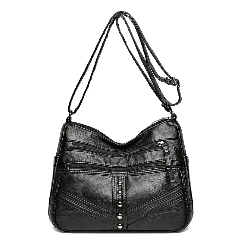 Red Leather Crossbody Bag with Multiple Pockets - Image 8