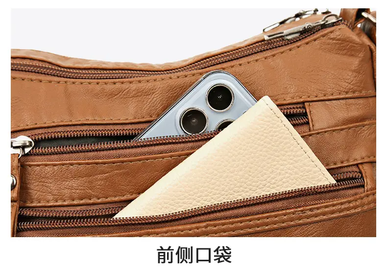 Red Leather Crossbody Bag with Multiple Pockets — feature 11