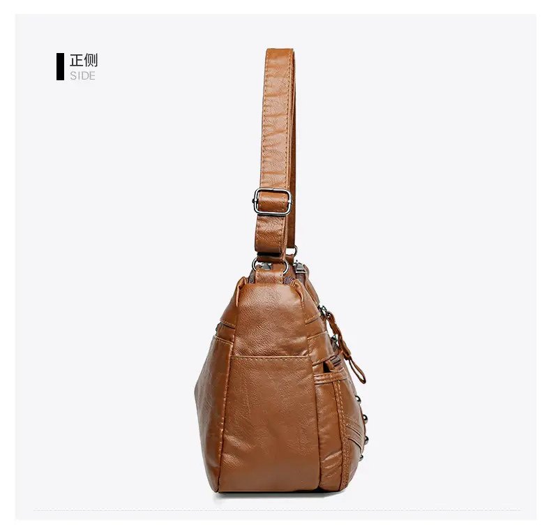 Red Leather Crossbody Bag with Multiple Pockets — feature 13