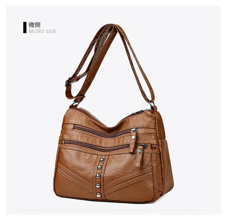 Red Leather Crossbody Bag with Multiple Pockets — feature 14