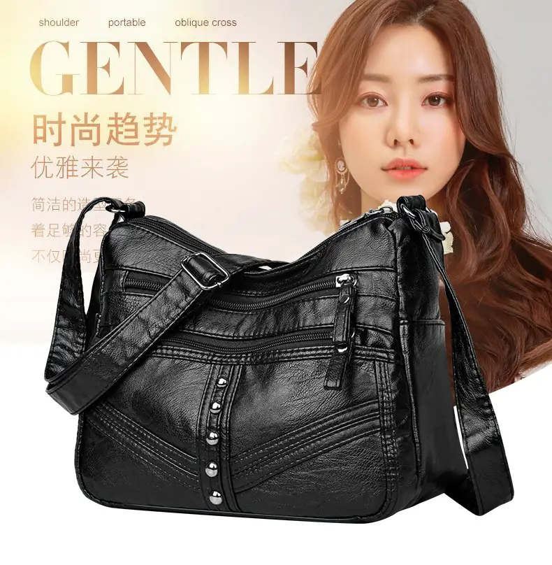 Red Leather Crossbody Bag with Multiple Pockets — feature 18