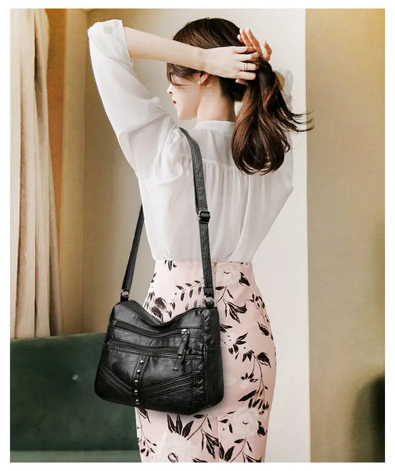 Red Leather Crossbody Bag with Multiple Pockets — feature 4