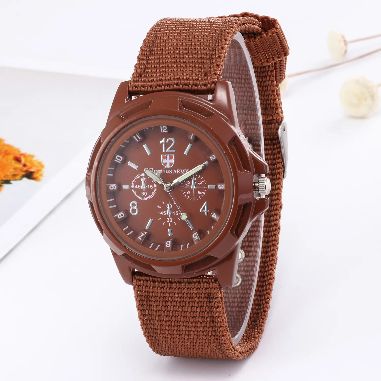 Men's Black Nylon Strap Sports Watch with 12-Hour Display — feature 5
