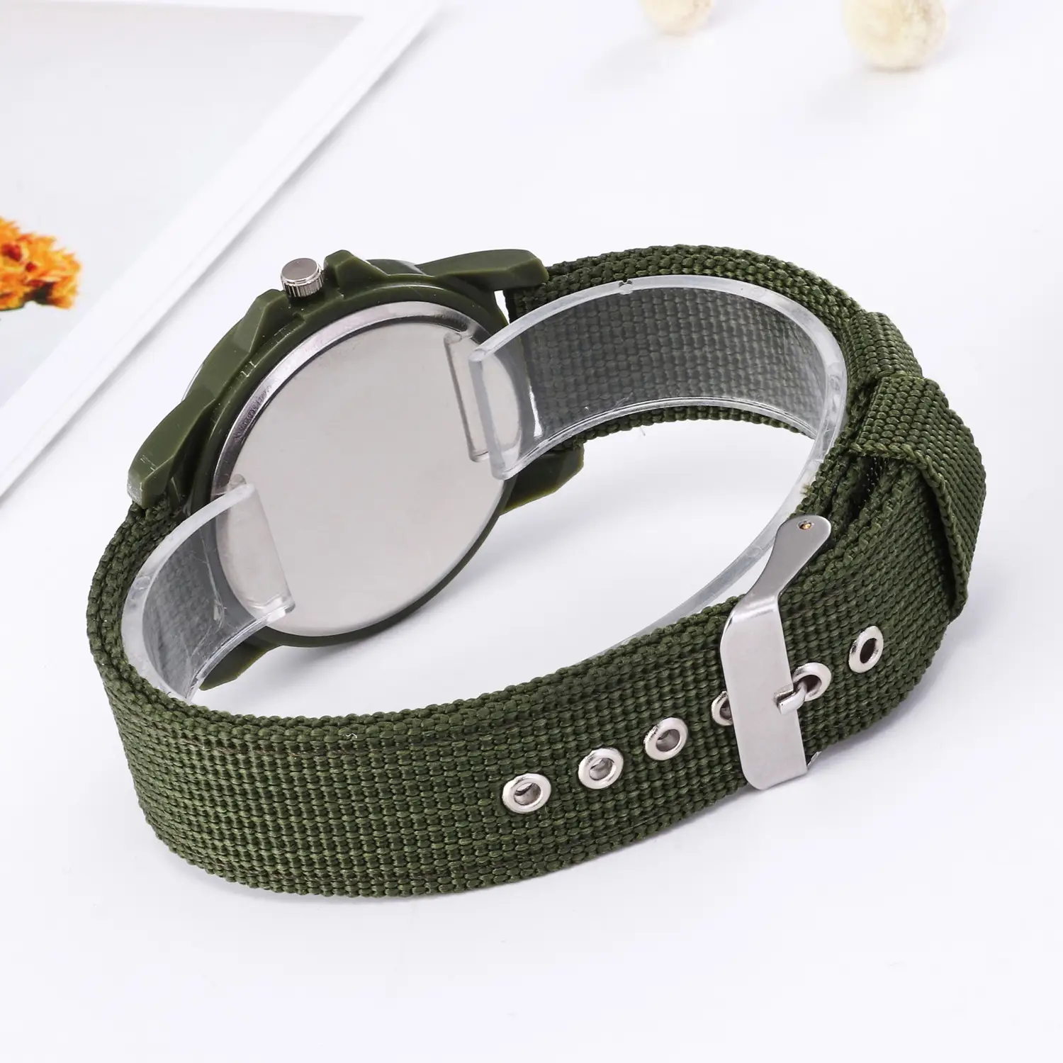 Men's Black Nylon Strap Sports Watch with 12-Hour Display — feature 9