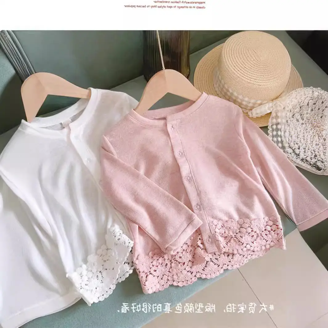 Girls' Pink Knitted Cardigan Sun Protection 2025 - Image 4