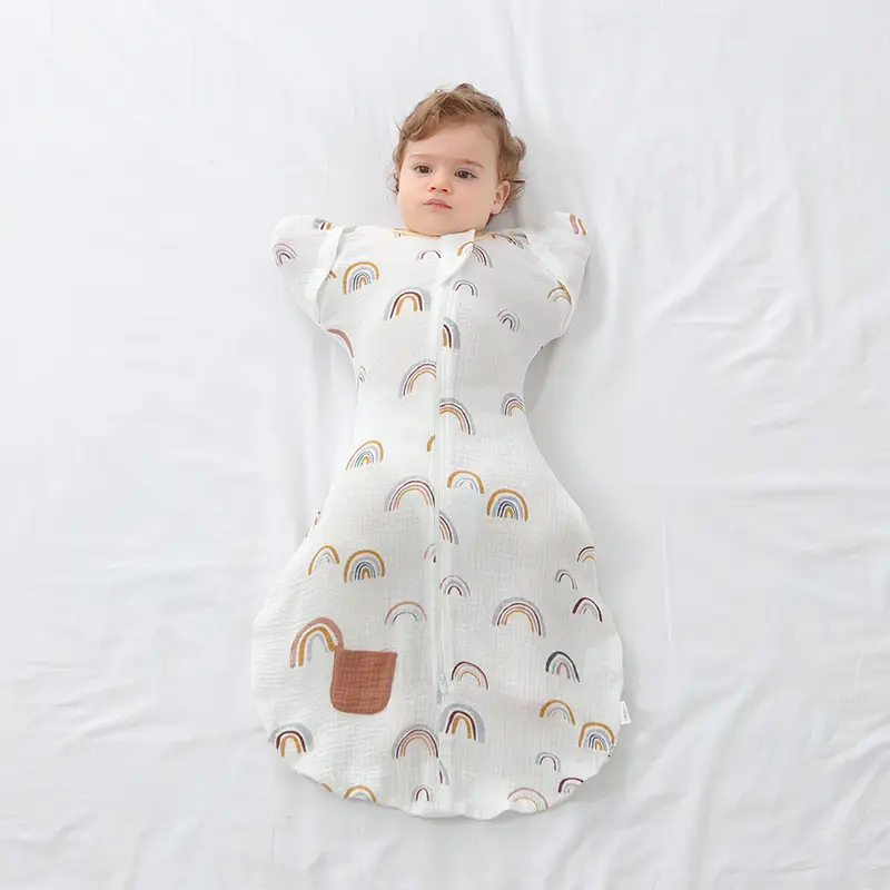 Newborn Baby Swaddling Bag Cotton Gauze Anti-Scare Spring Summer - Image 12