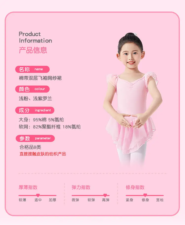 Light Violet Girls Ballet Dress Double Layer Flying Sleeve — feature 44